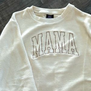 MAMA cream Varsity Crew Neck